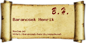 Barancsek Henrik névjegykártya